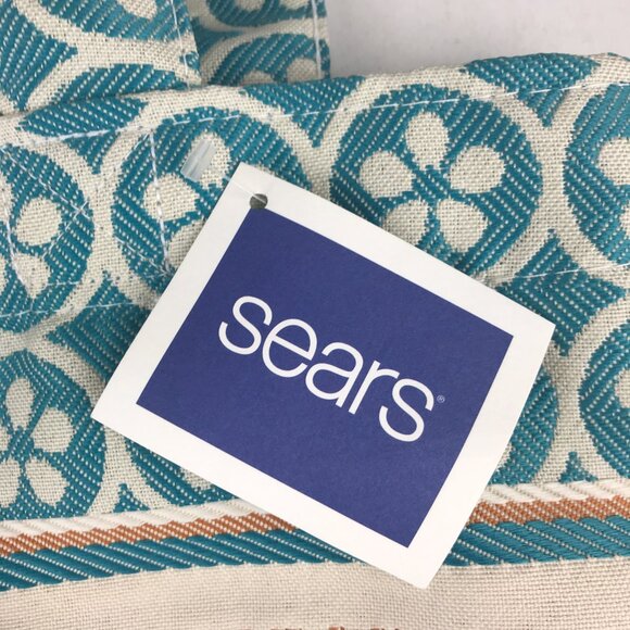 Sears Department Store Canvas‎ Tote Shopping Bag Floral Aqua/Blue/Beige - Picture 4 of 5